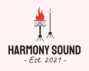 Instrumental - Musical Fire Drums logo design