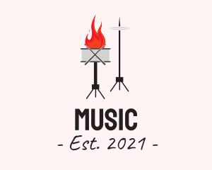 Musical Fire Drums  logo design