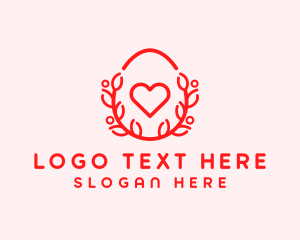 Line Art - Red Egg Heart logo design