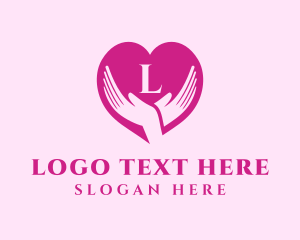 Volunteering - Love Support Heart Hand logo design