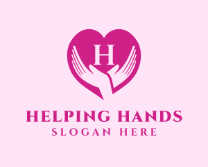 Volunteering - Love Support Heart Hand logo design