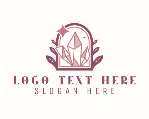Gem - Leaf Arch Crystal Gem logo design