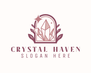 Leaf Arch Crystal Gem logo design