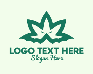 Hemp - Green Weed Bat logo design