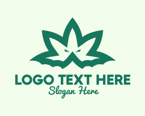 Hemp Extract - Green Weed Bat logo design