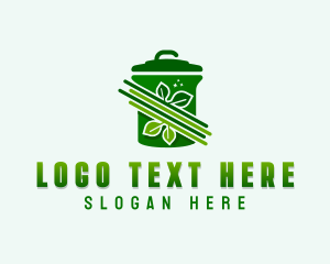 Recycling Bin - Leaf Garbage Can logo design