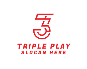 Three - Digital Tech Number 3 logo design