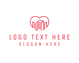 Dating App - Heart City Buildings logo design