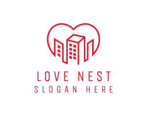 Valentines - Heart City Buildings logo design