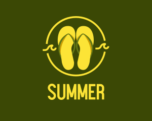 Tropical Summer Slippers logo design