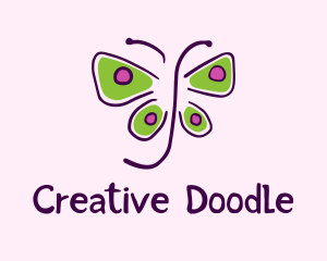 Doodle - Colorful Butterfly Doodle logo design