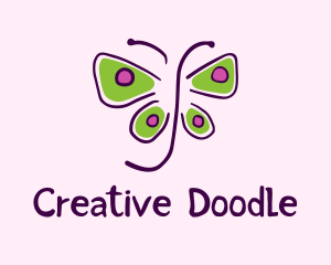 Colorful Butterfly Doodle logo design