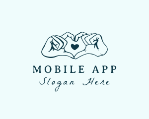 Dating App - Romance Heart Hands logo design