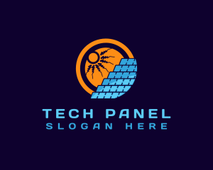 Panel - Solar Lightning Sun logo design
