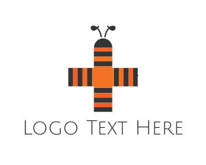 Insect - Bee Stripes Cross logo design