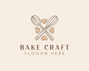 Wooden Baking Spoon Whisk logo design