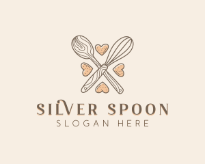 Wooden Baking Spoon Whisk logo design