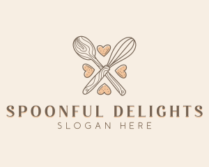 Wooden Baking Spoon Whisk logo design