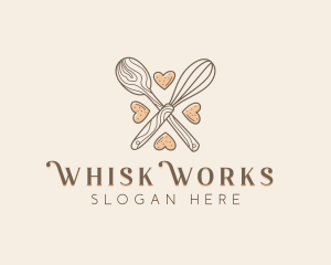 Wooden Baking Spoon Whisk logo design