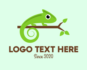 Leaf - Green Chameleon Branch logo design