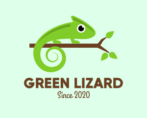 Iguana - Green Chameleon Branch logo design