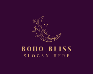 Bohemian Floral Moon logo design