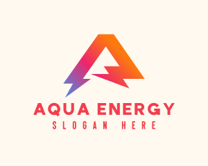 Lightning Power Letter A logo design