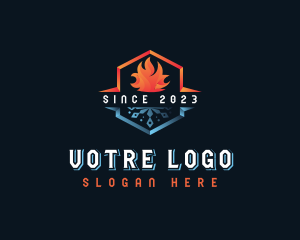 Snowflake Flame HVAC Logo