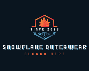 Snowflake Flame HVAC logo design