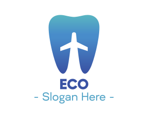 Molar - Blue Flying Tooth Plane logo design