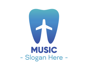 Dental - Blue Flying Tooth Plane logo design