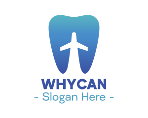Blue Plane - Blue Flying Tooth Plane logo design