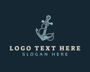 Boat - Anchor Rope Letter E logo design