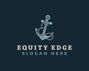 Anchor Rope Letter E logo design