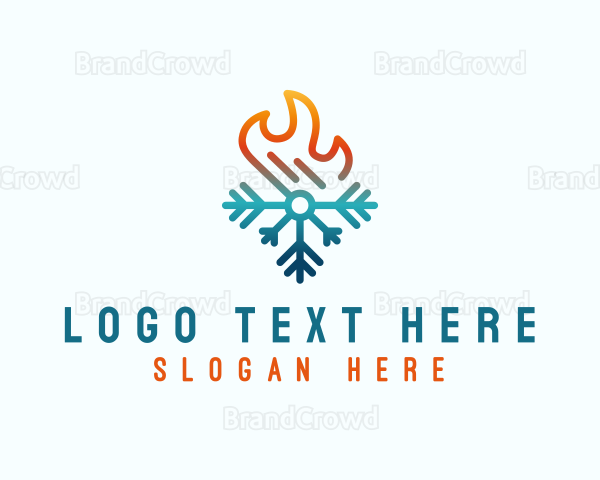 Snowflake Heat Flame Logo