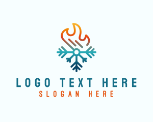 Heat - Snowflake Heat Flame logo design