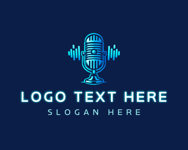 Sound Waves - Audio Microphone Broadcast logo design