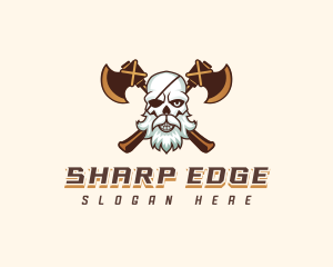 Pirate Skull Axe logo design