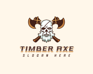 Pirate Skull Axe logo design