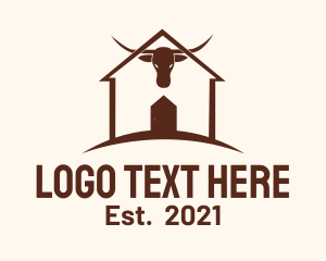 Meat Shop - Farm House Bull logo design