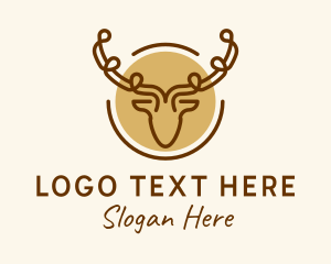 Bison - Stag Hunting Antlers logo design