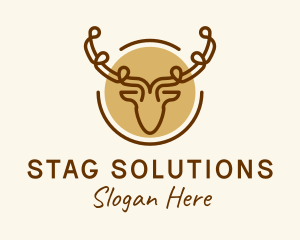 Stag Hunting Antlers logo design