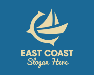 East - Sail Boat Compass logo design