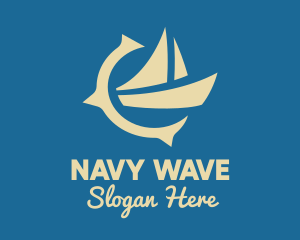 Navy - Sail Boat Compass logo design