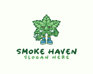 Smoking Marijuana Cigarette logo design