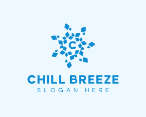 Frozen Tech Snowflake logo design