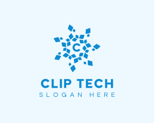 Frozen Tech Snowflake logo design