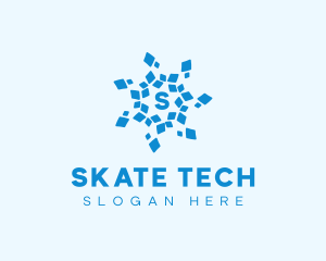 Frozen Tech Snowflake logo design