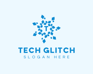 Frozen Tech Snowflake logo design