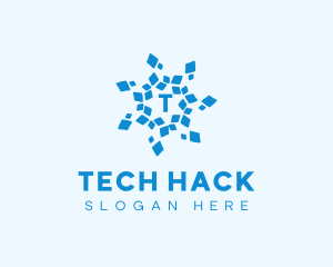 Frozen Tech Snowflake logo design